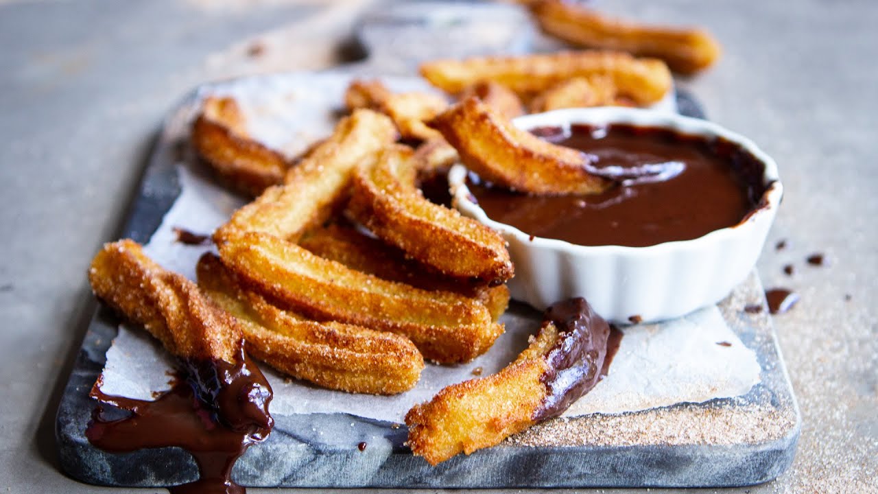 The BEST Churros with Chocolate Sauce (Eggless, Vegan Option) - Hot Chocolate Hits