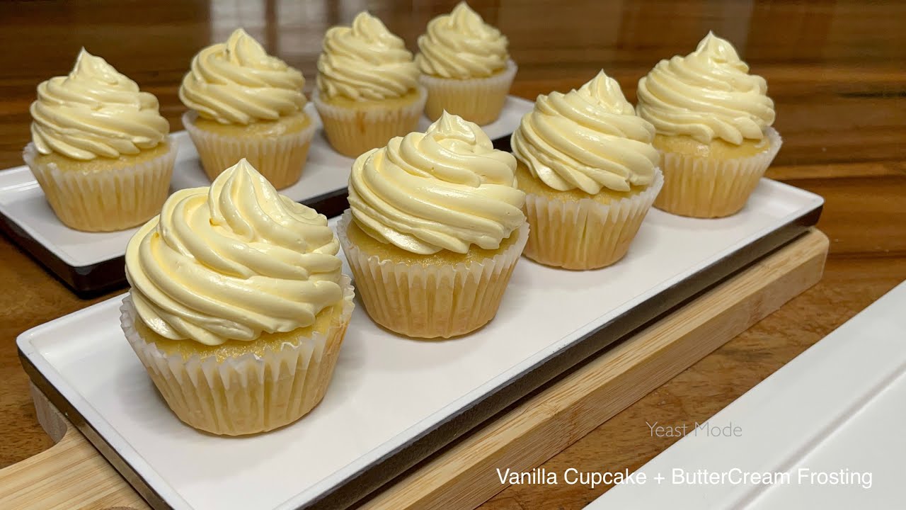 VANILLA CUPCAKE with BUTTERCREAM FROSTING Recipe | Moist & Spongy Cupcake