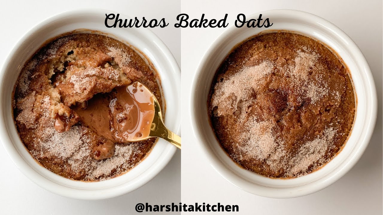 260 Calories Churros Baked Oats 🍫  Dessert for Breakfast! No Eggs!