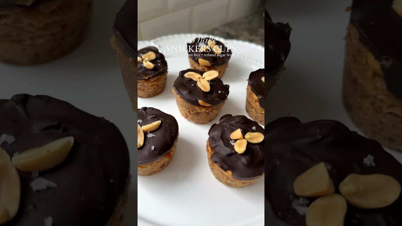 Healthier Snickers Cups 🥜 vegan, gluten free, refined sugar free and no bake