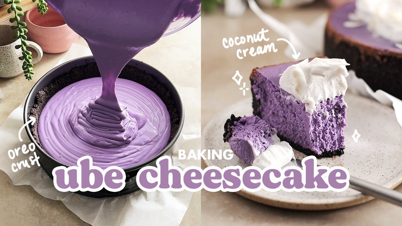 Ube Cheesecake 💜✨ oreo cookie crust, coconut whipped cream