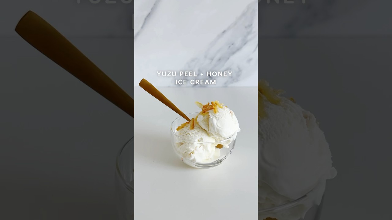 Yuzu Peel + Honey Ice Cream 🍋🍯🍨 best summer recipe! #cooking #japanesefood