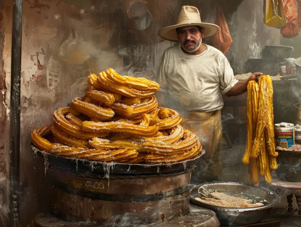 A Painting of a Mexican Churro Maker