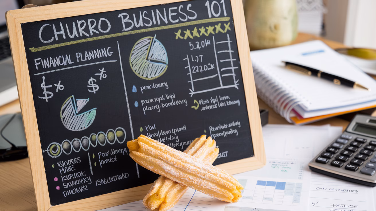 how to start a churro business a chalkboard with the words churro business 101 written on it