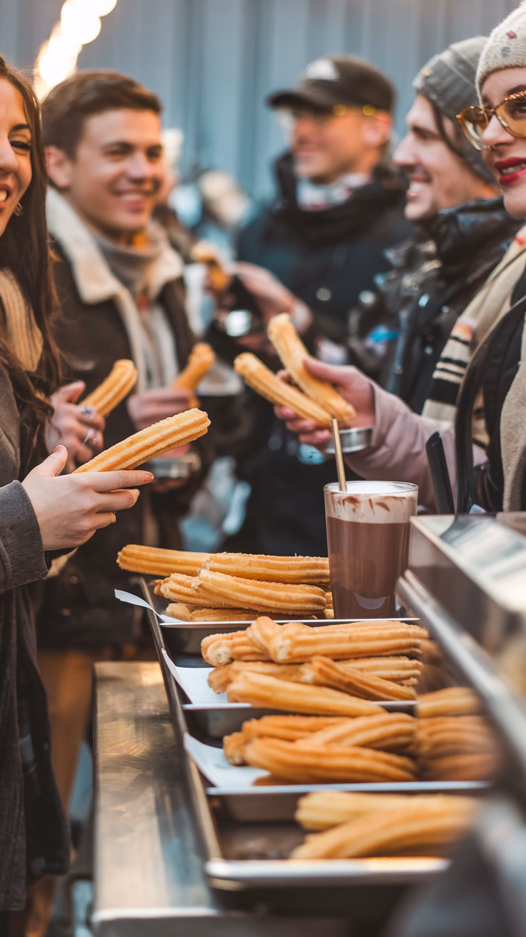 how to start a churro business customers at a busy churro stand 