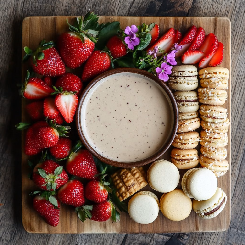 Vanilla bean dipping sauce with Strawberries