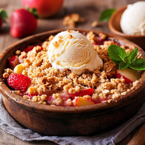 Apple and strawberry crumble