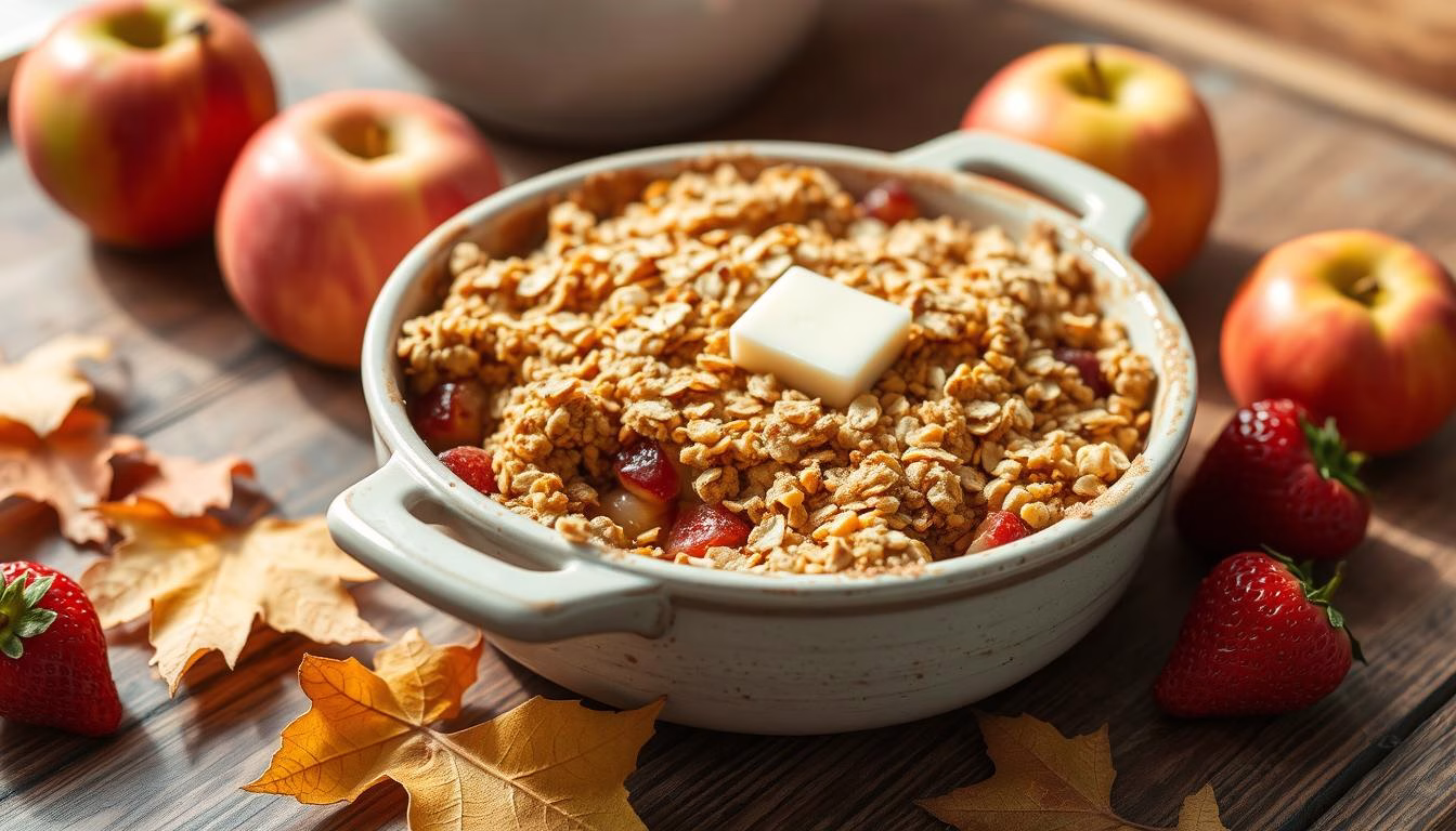 apple and strawberry crumble