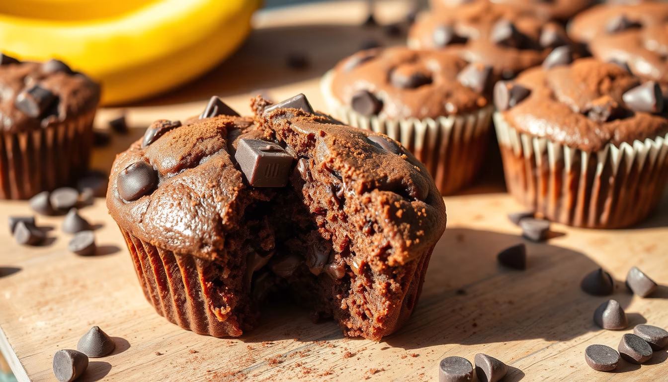 chocolate banana chocolate chip muffins