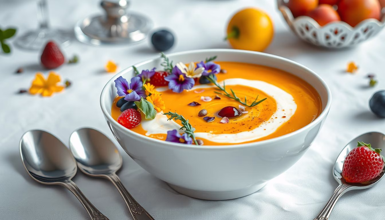 dessert soup presentation