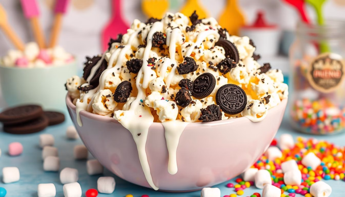 kid-friendly oreo popcorn recipe