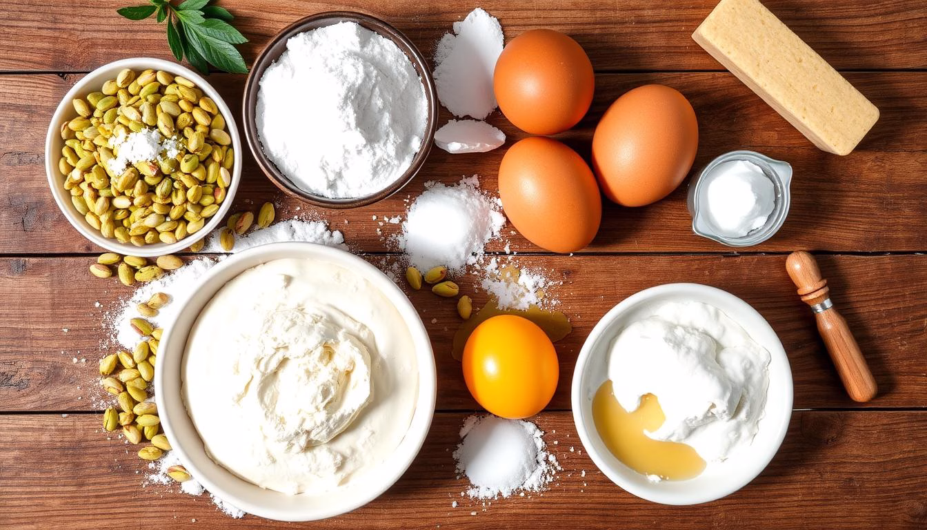 Ingredients for pistachio ricotta cake