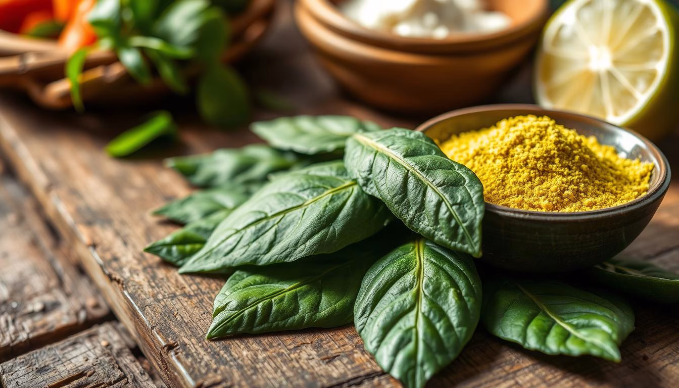 Kaffir lime powder and dried leaves
