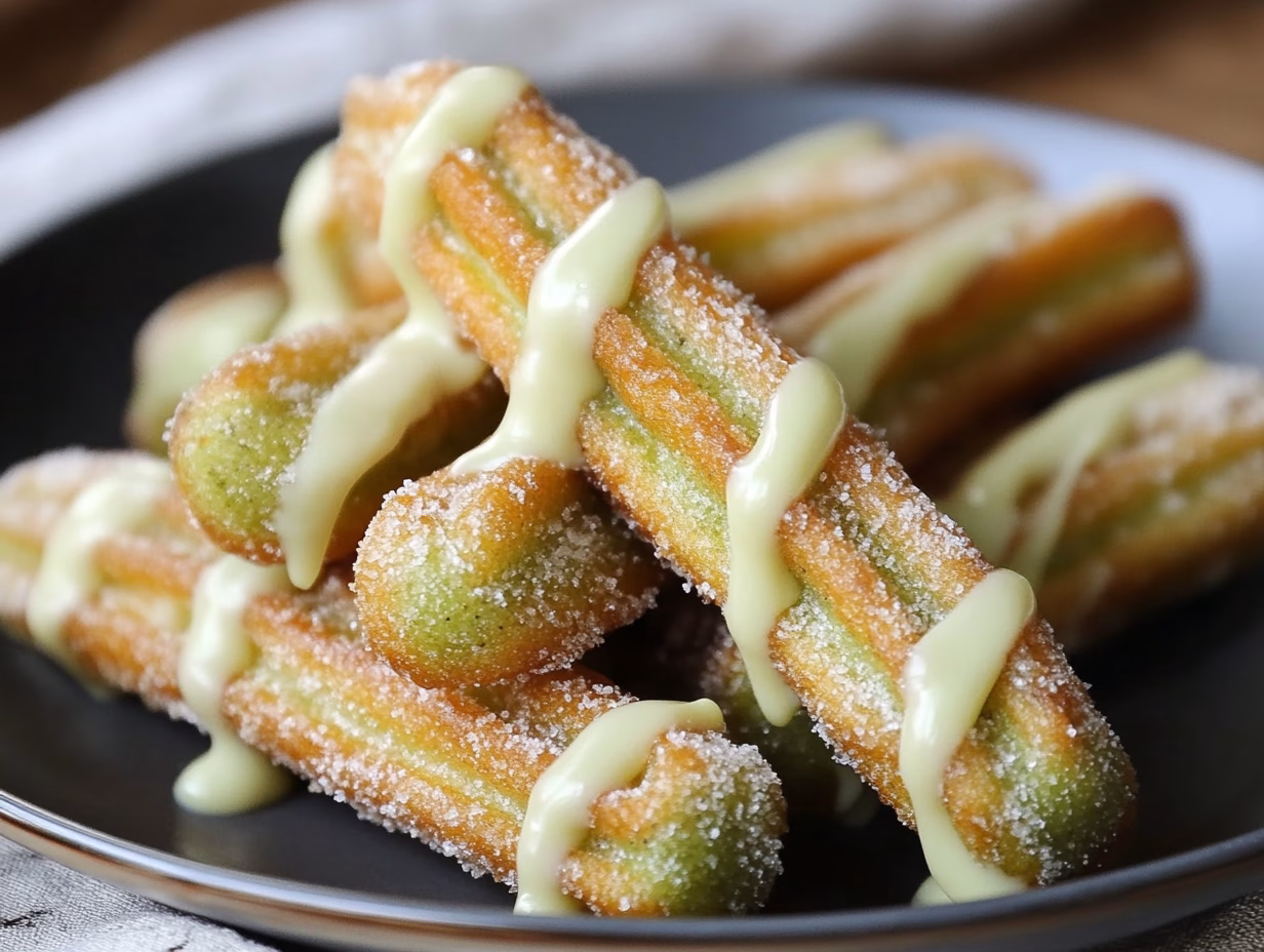 Matcha Churros with White Chocolate