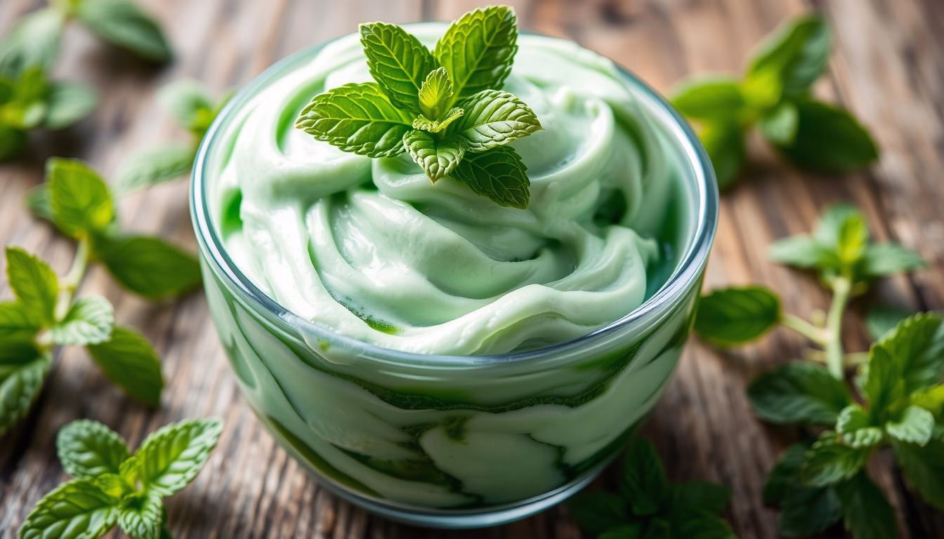 Mint-infused ice cream