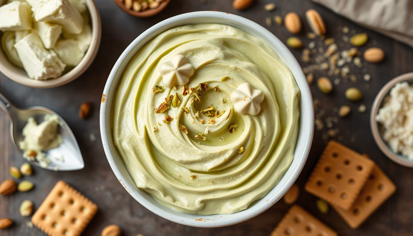 Pistachio tiramisu cream mixture