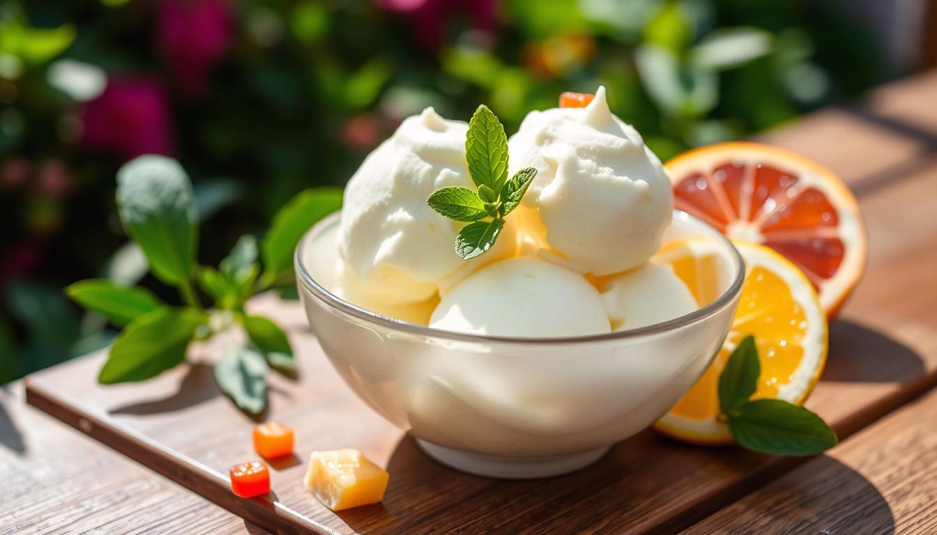 Serving yuzu ice cream as a refreshing summer treat