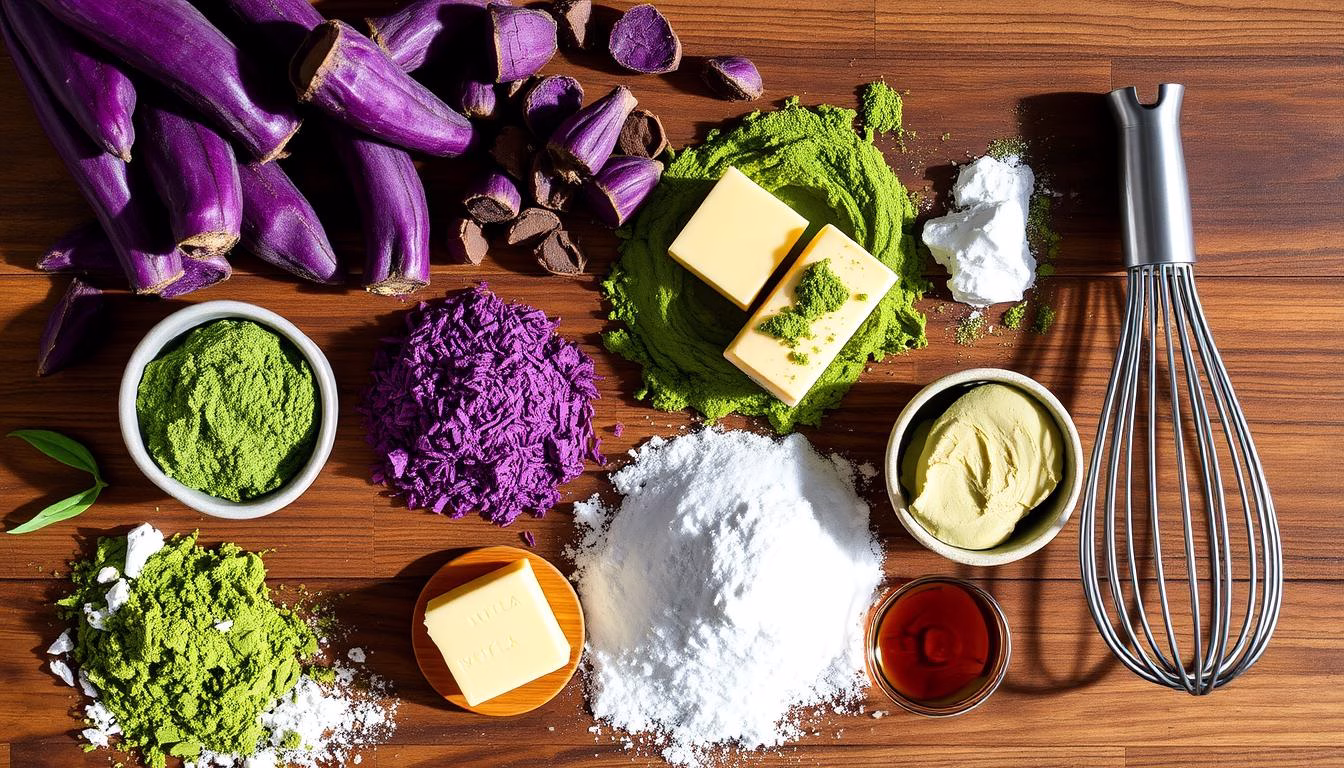 Ube matcha dessert topping ingredients