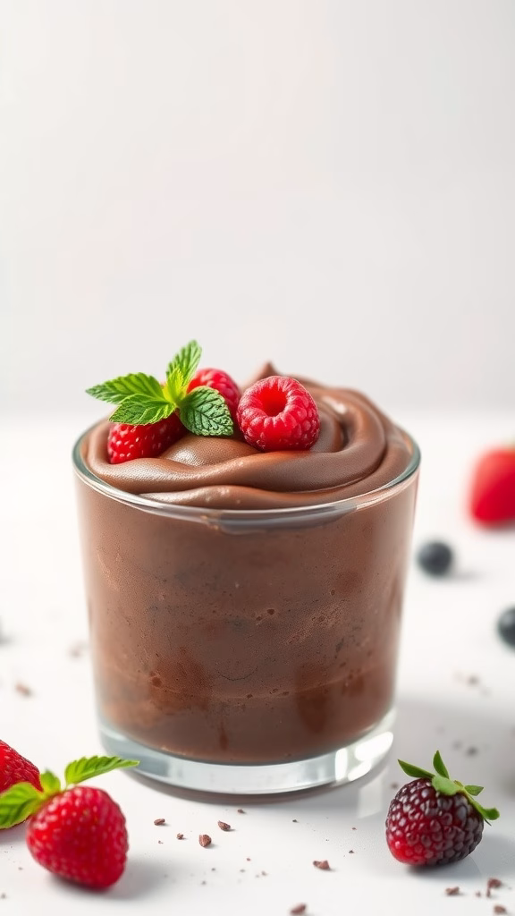 Chameleon Chocolate Mousse with fresh berries