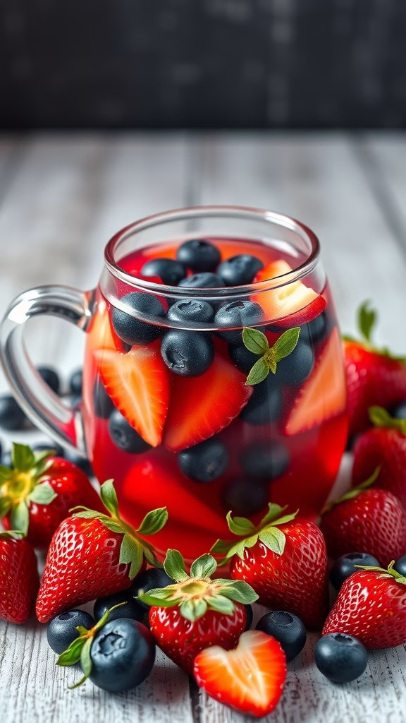 A refreshing fruity berry infusion with strawberries and blueberries