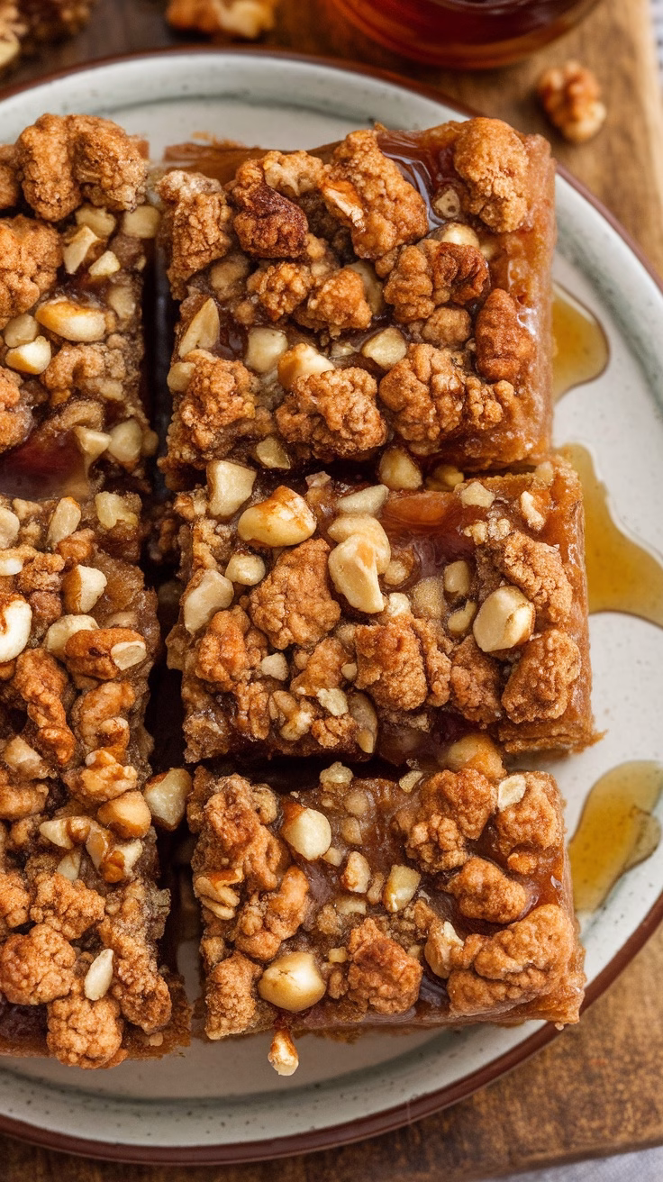Delicious maple fig crumble bars served on a plate