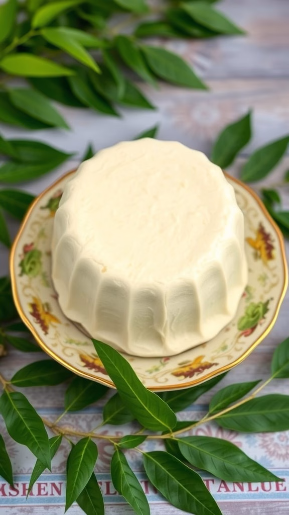 Pandan chiffon cake on a decorative plate