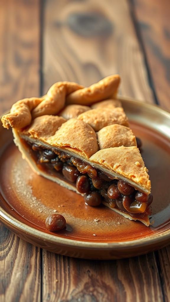 Slice of Shoofly Pie with caramel drizzle