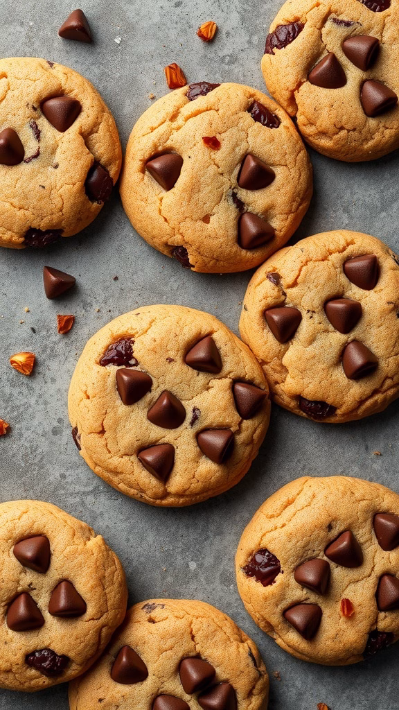 Spicy chocolate chip cookies on a baking sheet