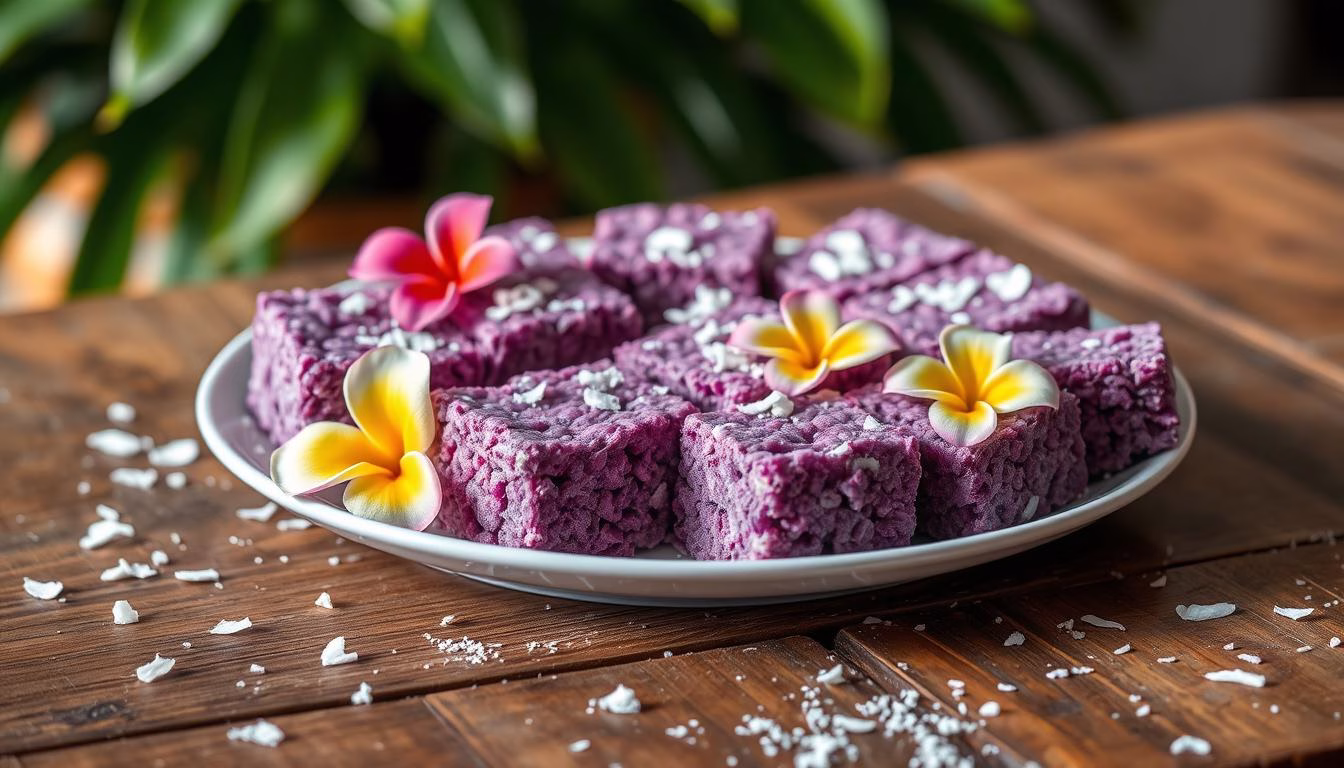 ube rice krispies treats presentation