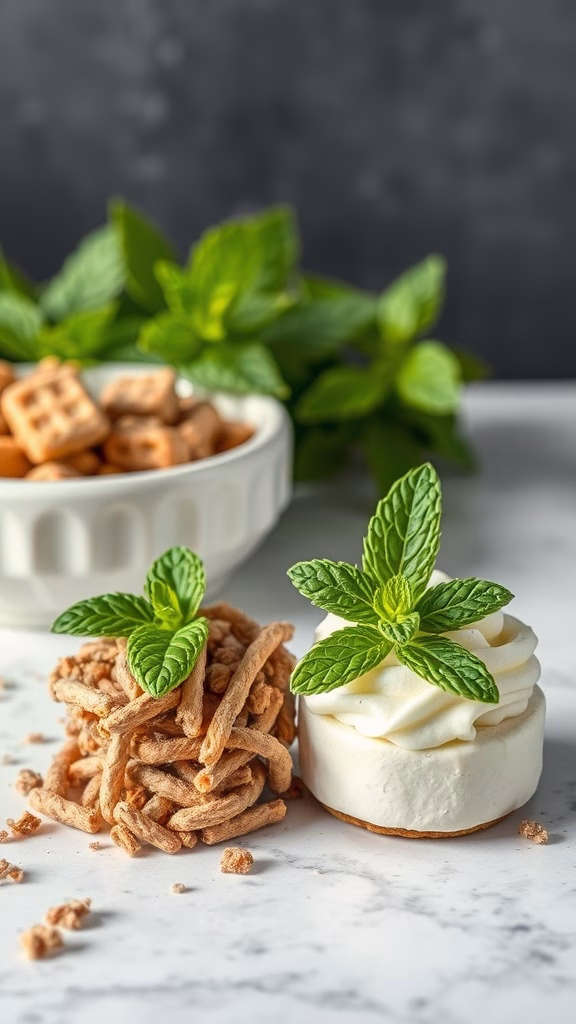 A delicious dessert with fresh mint leaves on top, showcasing the importance of fresh mint in desserts.
