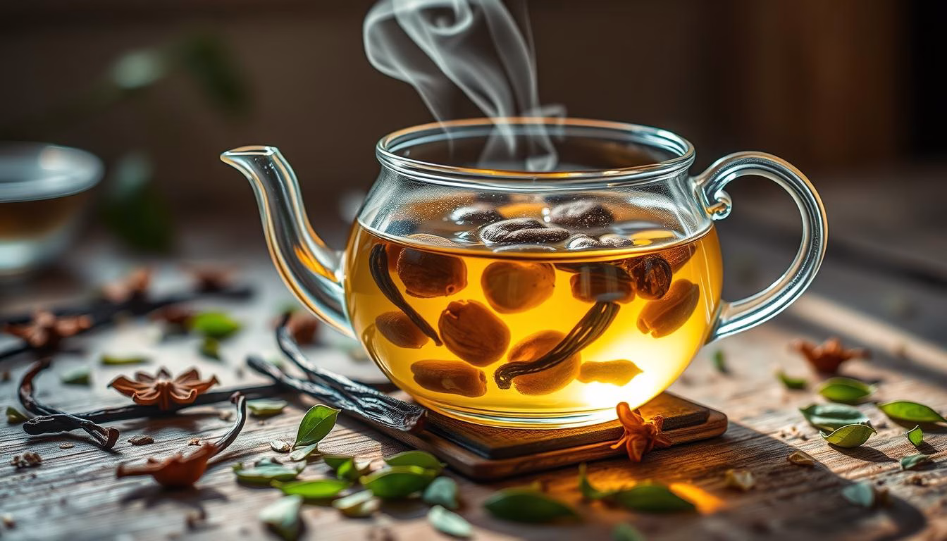 vanilla bean tea steeping