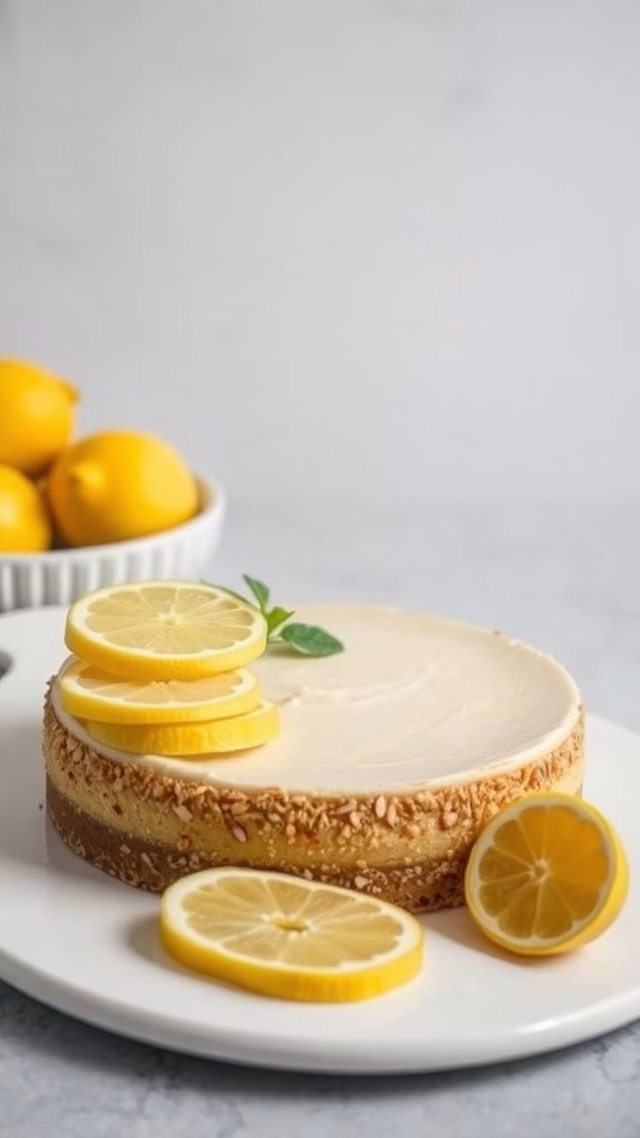 Zesty Lemon Vegan Cheesecake with Almond Crust
