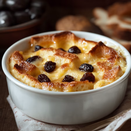 Easy Bread and Butter Pudding with Raisins