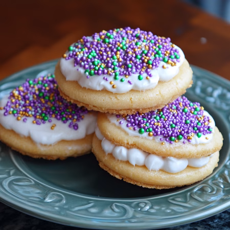 Mardi Gras Moon Pies with Marshmallow Filling