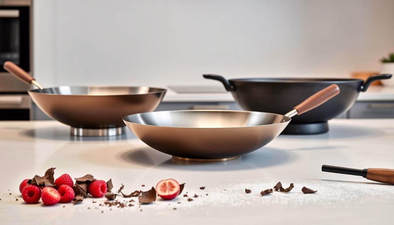 carbon steel vs. cast iron woks for dessert cooking
