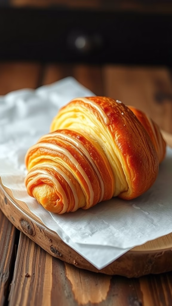 Freshly baked flaky croissants