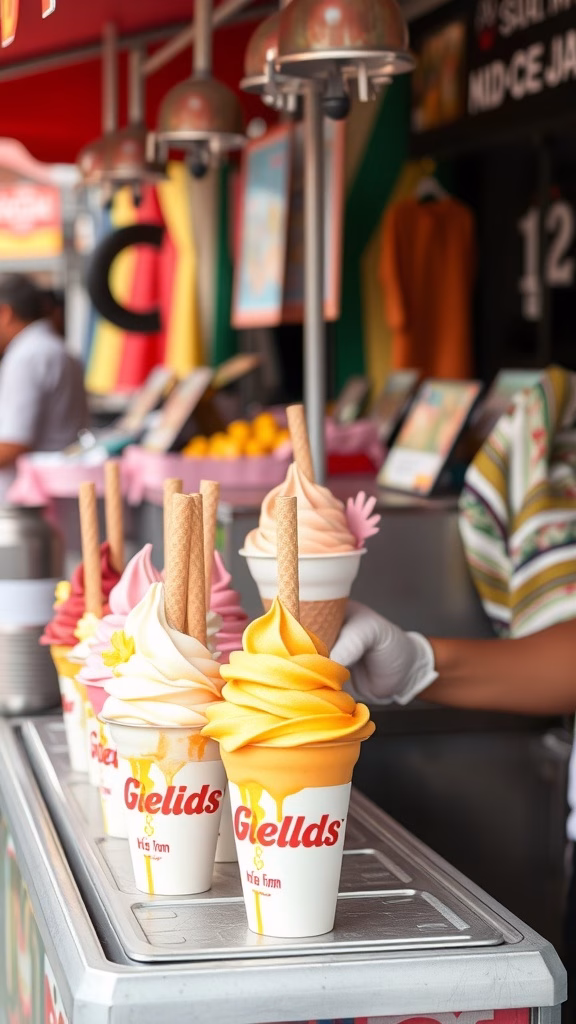 Delicious and vibrant Helados de Paila, a traditional Ecuadorian fruit sorbet served in cups.