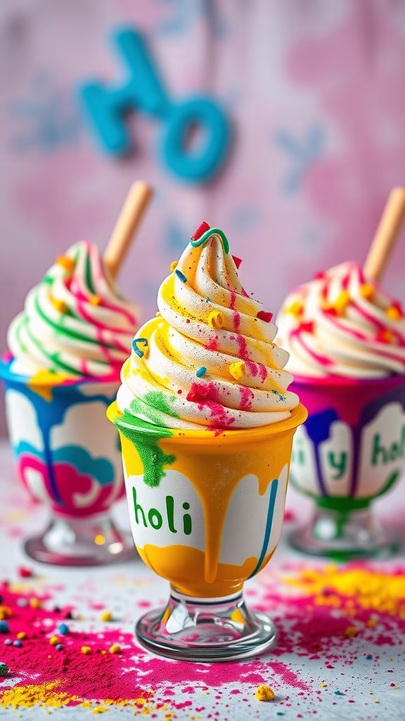 holi themed ice cream sundaes 1