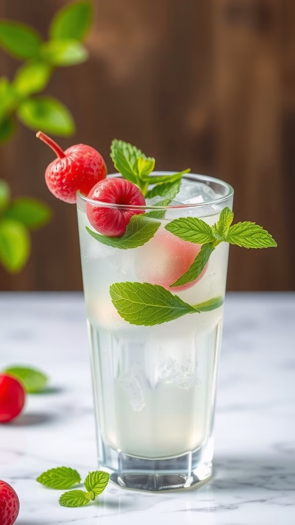 A refreshing lychee mint cooler mocktail