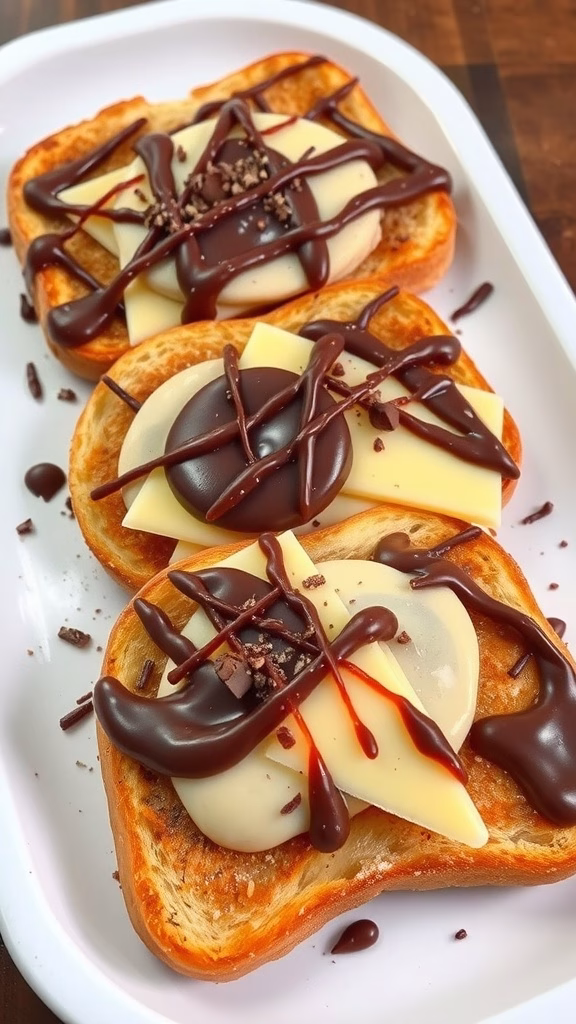 Delicious Roti Bakar topped with cheese and chocolate sauce