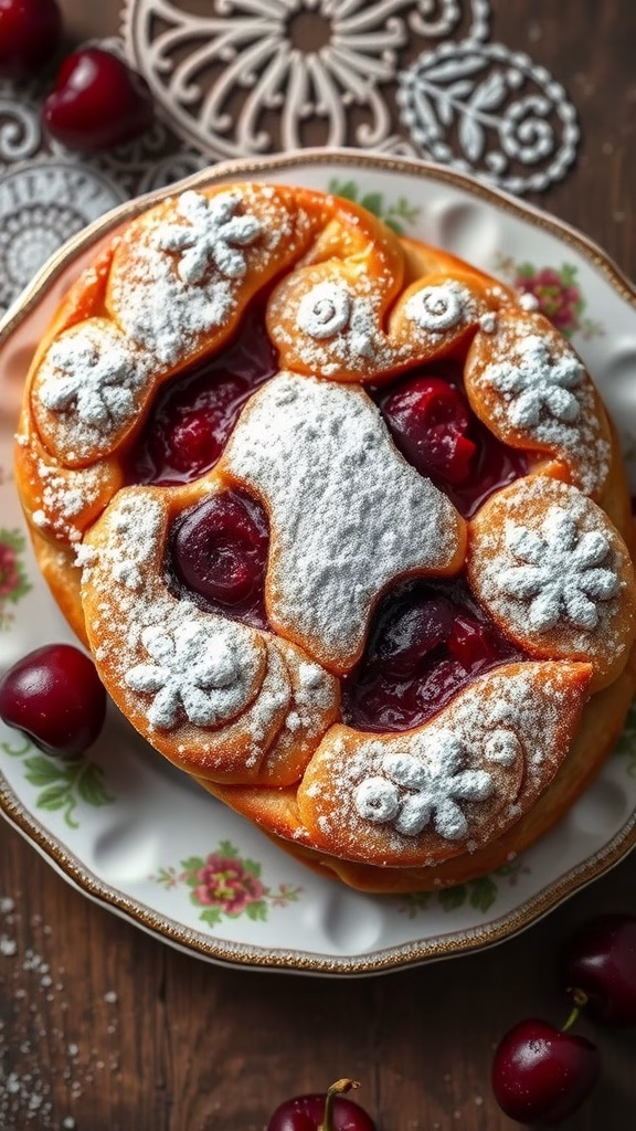 A delicious plate of varenyky with sweet fillings, dusted with powdered sugar