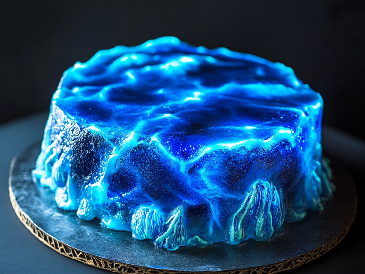 Bioluminescent-Inspired Ocean Cake