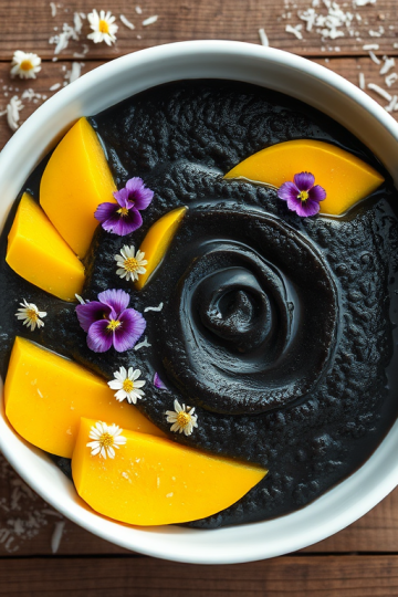 Easy Coconut Black Rice Pudding with Mango Bliss