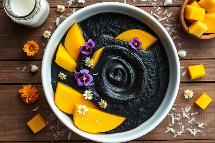 Easy Coconut Black Rice Pudding with Mango Bliss