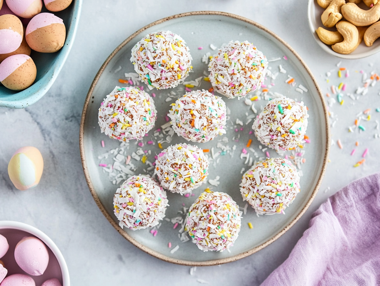 Coconut-Cashew Easter Egg Energy Bites