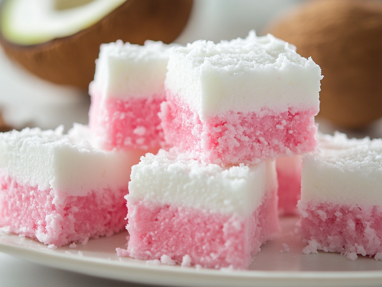 Coconut Ice Pretty Pink and White Squares