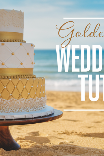 Golden Beach Wedding Cake