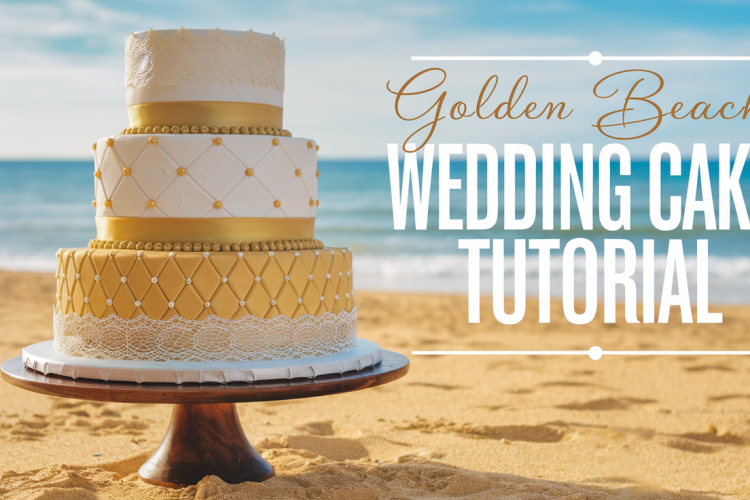 Golden Beach Wedding Cake