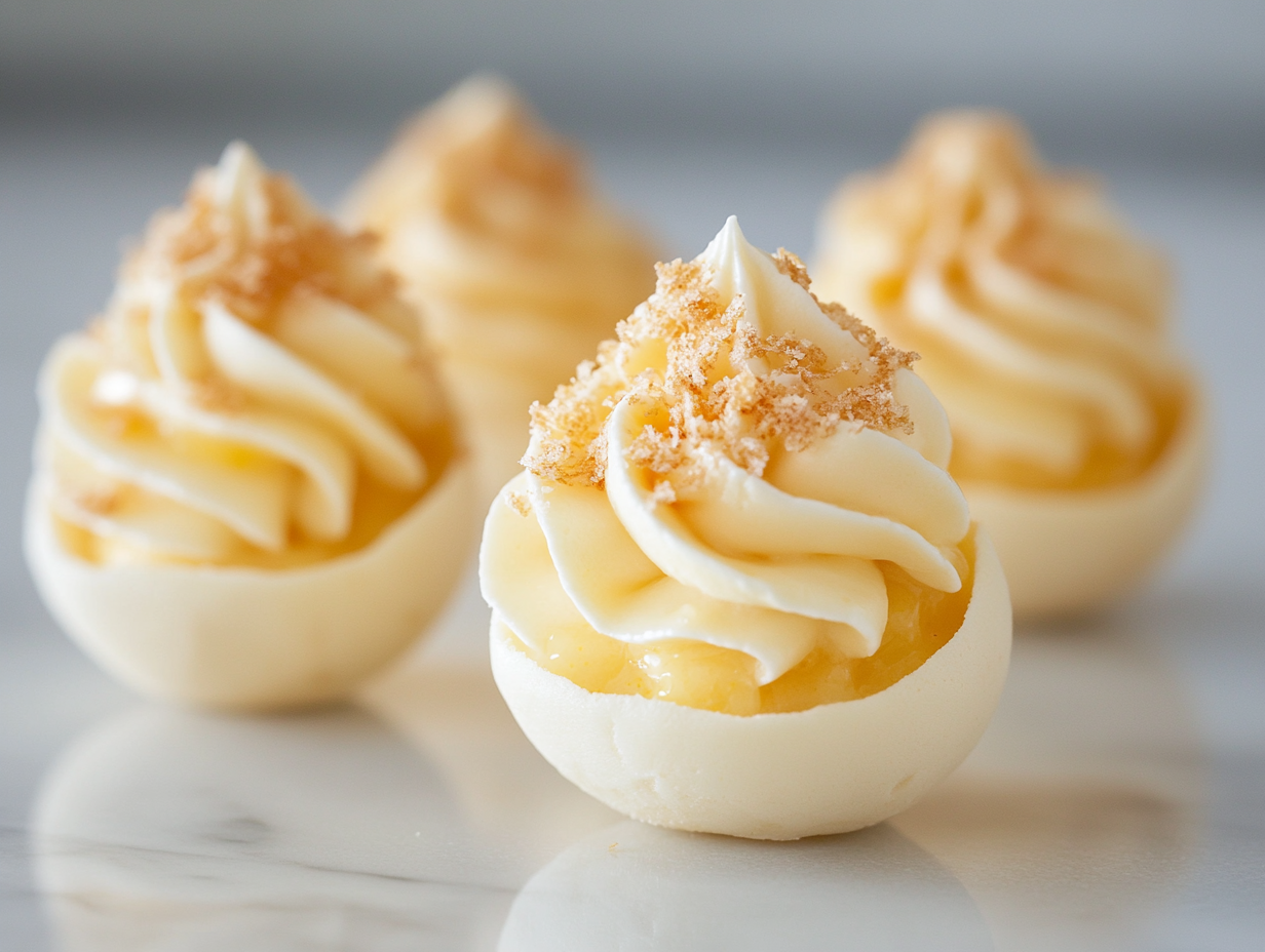 Lemon Curd Filled Meringue Eggs