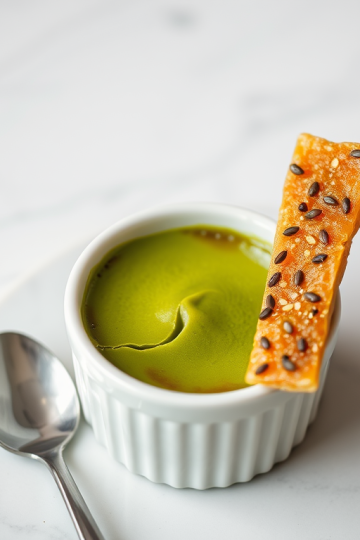 Easy Matcha Crème Brûlée with Black Sesame Brittle